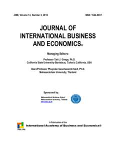 JIBE, Volume 12, Number 2, 2012  ISSN: JOURNAL OF INTERNATIONAL BUSINESS
