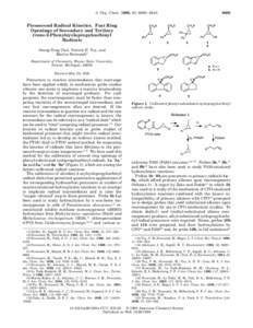 J. Org. Chem. 1998, 63, Picosecond Radical Kinetics. Fast Ring Openings of Secondary and Tertiary