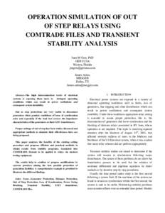 Microsoft Word - OPERATION SIMULATION OF OOS RELAYS USING COMTRADE FILES AND TRANSIENT STABILITY ANALYSIS TWO COL-Final Version