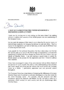 PM letter to President of the European Council Donald Tusk