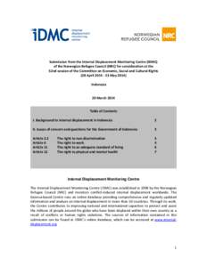 Submission from the Internal Displacement Monitoring Centre (IDMC) of the Norwegian Refugee Council (NRC) for consideration at the 52nd session of the Committee on Economic, Social and Cultural Rights (28 April