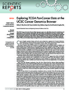 SUBJECT AREAS:  Exploring TCGA Pan-Cancer Data at the UCSC Cancer Genomics Browser  CANCER GENOMICS