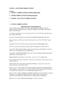SOURCE- AND OTHER ABBREVIATIONS Contents 1. SOURCE- ABBREVIATIONS including bibliography