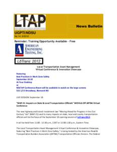 News Bulletin UGPTI/NDSU No.14, Reminder: Training Opportunity Available - Free