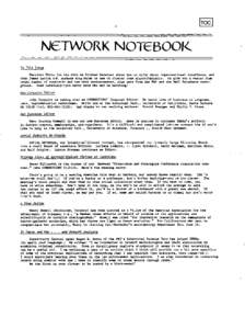 TOC 1 NETWORK NOTEBOOK InThisIssue Harrison White (in his role as Stephen Dedalus) shows how to think about organizational interfaces, and