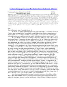 Southern Campaign American Revolution Pension Statements & Rosters Pension application of James Irvine S4422 Transcribed by Will Graves f38VA[removed]