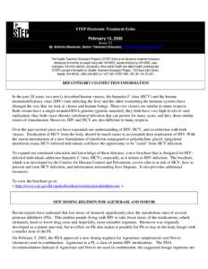 STEP Electronic Treatment Ezine February 13, 2002 Issue 33 By Adimika Meadows, Senior Treatment Educator, [removed]  The Seattle Treatment Education Project’s (STEP) Ezine is an electronic treatment reso