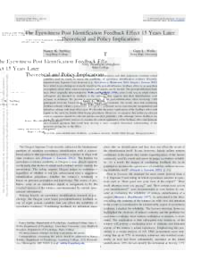 Psychology, Public Policy, and Law 2014, Vol. 20, No. 1, 1–18 © 2014 American Psychological Association/$12.00 DOI: law0000001