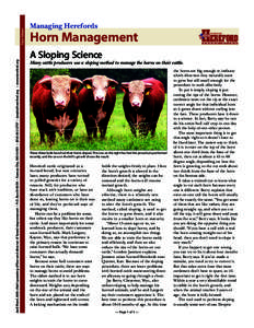 Fact Sheet Jack Ward, AHA chief operating officer and director of breed improvement • P.O. Box[removed] • Kansas City, MO 64101 • ([removed] • [removed] • www.hereford.org Managing Herefords  Horn Ma