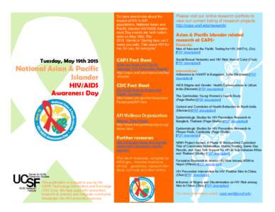 Tuesday, May 19thNational Asian & Pacific Islander  HIV/AIDS