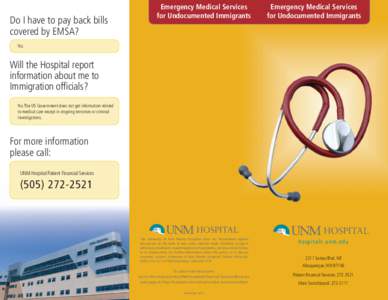 Do I have to pay back bills covered by EMSA? Emergency Medical Services for Undocumented Immigrants