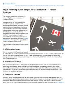 Flight Planning Rule Changes for Canada: Part 1 – Recent Changes