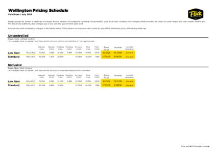 Wellington Pricing Schedule Valid from 1 July 2018 What you pay for power is made up of charges from a number of companies, including the generator, your local lines company, the company that provides the meter on your h