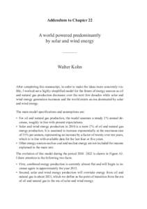Addendum to Chapter 22  A world powered predominantly by solar and wind energy  Walter Kohn