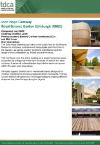 Inventory of Gardens and Designed Landscapes / Cladding / Royal Botanic Garden Edinburgh / Larch