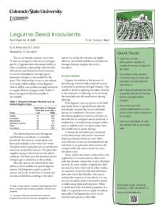 Legume Seed Inoculants Fact Sheet No.	[removed]Crop Series|Soil  by B. Erker and M.A. Brick*