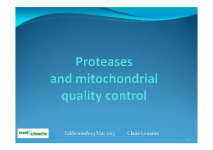 TR Proteases et controle qualite mitochondrial _GDR Meetochondrie _Mai 2015_final_CL