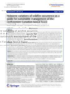 Holocene variations of wildfire occurrence as a guide for sustainable management of the northeastern Canadian boreal forest