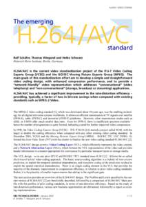 AUDIO / VIDEO CODING  The emerging H.264 /AVC