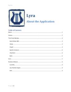 Lyra  Lyra About the Application Table of Contents About............................................................................................................................................................. 2