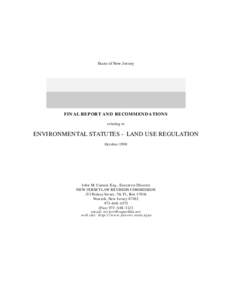 State of New Jersey  N J L R C New Jersey Law Revision Commission FINAL REPORT AND RECOMMENDATIONS