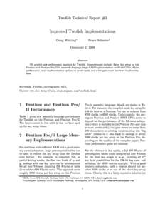 Twosh Technical Report #3  Improved Twosh Implementations Doug Whiting  Bruce Schneiery