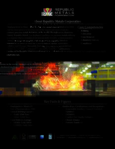 About Republic Metals Corporation Headquartered in Miami, Florida, Republic Metals was established in 1980 Core Competencies and has since grown to become one of the largest and most respected •	 Refining primary preci