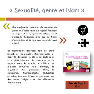 « Sexualité, genre et Islam »  « Une analyse des questions de sexualité, de genre et d’Islam avec un regard féministe