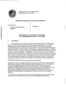 FEDERAL ELECTION COMMISSION WASHINGTON, D.C[removed]BEFORE THE FEDERAL ELECTION COMMISSION In the Matter of