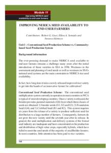 Module� 11 �� Improving NERICA seed availability to end-user farmers  IMPROVING NERICA SEED AVAILABILITY TO