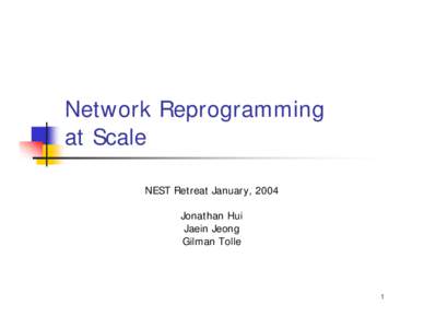Network Reprogramming at Scale