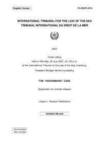 INTERNATIONAL TRIBUNAL FOR THE LAW OF THE SEA