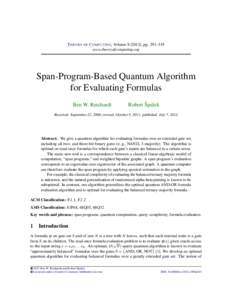 Span-Program-Based Quantum Algorithm for Evaluating Formulas