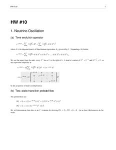 1  HW10.nb HW #10 1. Neutrino Oscillation