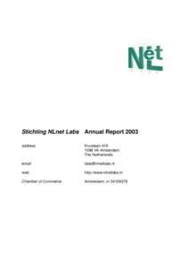 Stichting NLnet Labs  Annual Report 2003 address