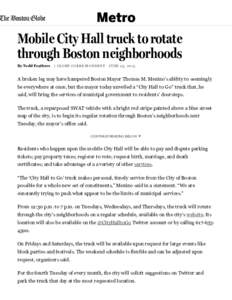 Metro  Mobile City Hall truck to rotate through Boston neighborhoods By Todd Feathers