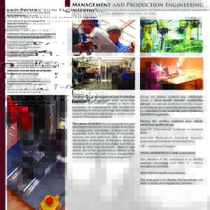 Management and Production Engineering Selected subjects for Management and Production Engineering:  Specialisations: production and service management, security management, quality management