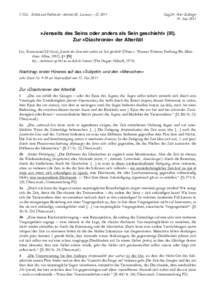 VO-L Ethik und Politik der Alterität (E. Levinas) – SSMag.Dr. Peter Zeillinger 19. Mai 2011  »Jenseits des Seins oder anders als Sein geschieht« (III).