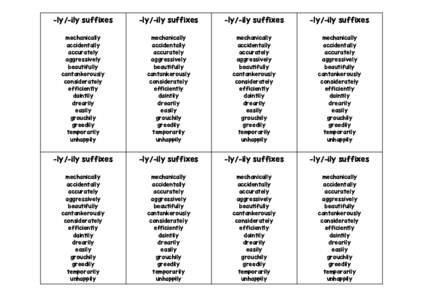 Parts of speech / Adverb / -ly / Adjective / Suffix / ILY