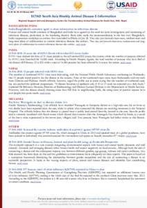 www.saarc-rsu-hped.org  Vol. 04, No. 09, 26 February 2015 ECTAD South Asia Weekly Animal Disease E-Information Regional Support Unit and Emergency Centre for Transboundary Animal Diseases for South Asia, FAO, Nepal