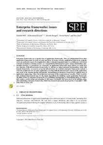 SOFTWARE—PRACTICE AND EXPERIENCE Softw. Pract. Exper. 2002; 32:1–32 (DOI: spe.460) Enterprise frameworks: issues and research directions