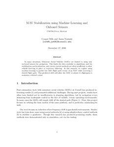 MAV Stabilization using Machine Learning and Onboard Sensors CS6780 Final Report