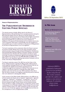 INDONESIA  LRWD Law Reform Weekly Digest  Edition 33/September/2013