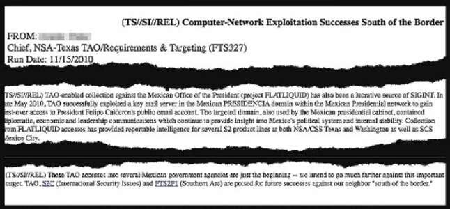 (TS//SI//REL) Computer-Network Exploitation Successes South of the Border Chief, NSA-Texas TAO/Requiremcnts & Targeting (FTS327) Run Date: rS//SI//REL) TAO-enabled collection against the Mexican Office o f the