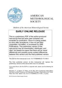 AMERICAN METEOROLOGICAL SOCIETY Bulletin of the American Meteorological Society  EARLY ONLINE RELEASE