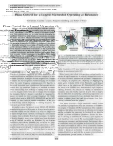 Phase Control for a Legged Microrobot Operating at Resonance