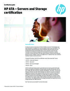 Certification guide  HP ATA – Servers and Storage certification  Introduction