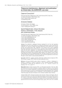 Int. J. Metadata, Semantics and Ontologies, Vol. 7, No. 1, [removed]Thesaurus maintenance, alignment and publication as linked data: the AGROVOC use case