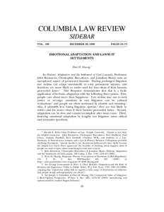 COLUMBIA LAW REVIEW SIDEBAR VOL. 108 DECEMBER 29, 2008
