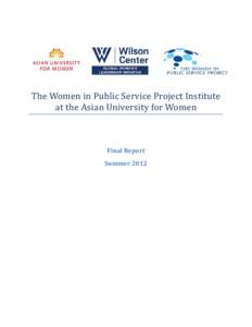 The Women in Public Service Project   Institute at Asian University for Women